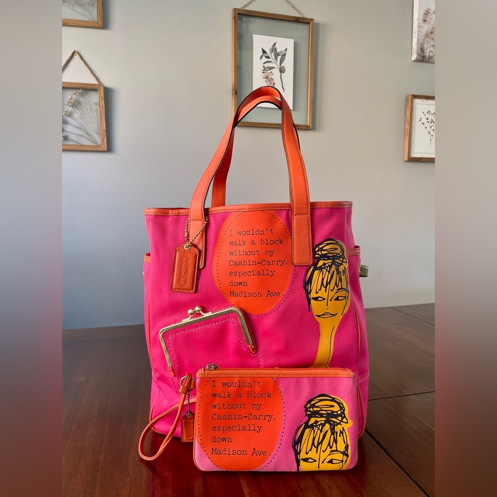 โผ๏ธโผ๏ธSOLD Coach Bonnie Cashin Kisslock Tote and Wristlet Set - Picture 17 of 17